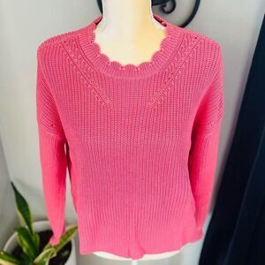 PAIGE Yenni Sweater, Ballon Sleeve, Pink/Sultry Rose, Large (10/12), NWT
